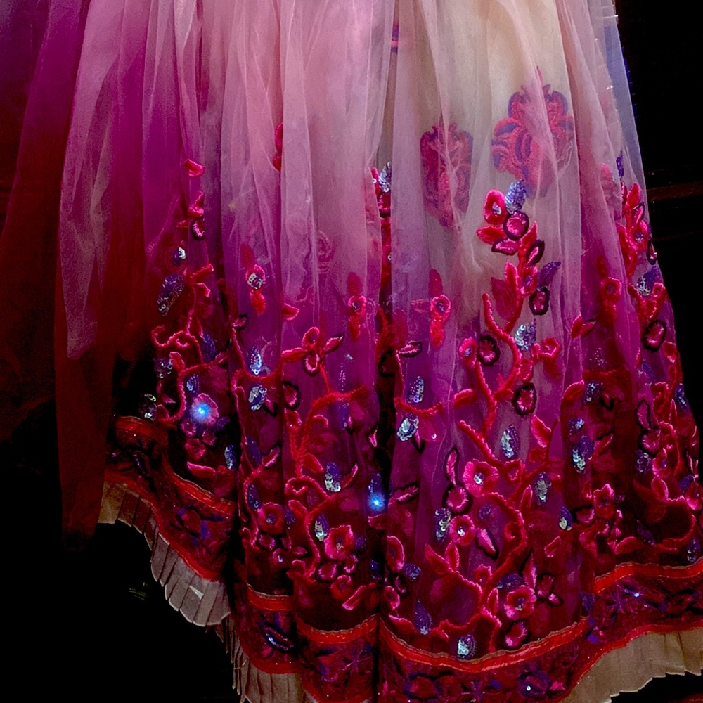 Brand new party ware saree . Pink net with all over embroidery